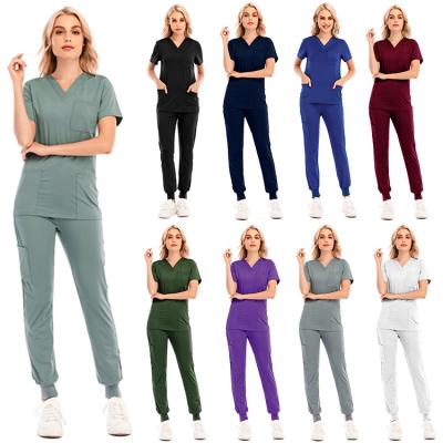 China Gray Nursing Jogger Scrubs Hospital Uniform Suit Hospital Fashion Sets for sale