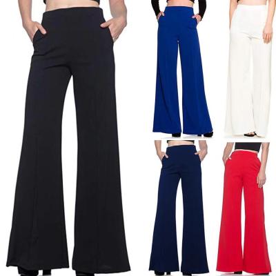 China Lady's viable casual fashion high waist solid color simple wide leg pants flared pants source factory for sale