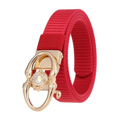 China Retro vintage belt women's nylon belt creative personality 100% nylon belt with magnetic buckle tactics unisex belt for sale