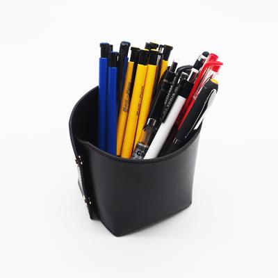 China High Quality Leather Binder Office Accessories Around Folding Genuine Leather Pen Holder for sale