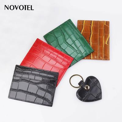 China Luxury Fashion Crocodile Embossed Cow Leather Credit Card Holder Business Card Holder Case for sale