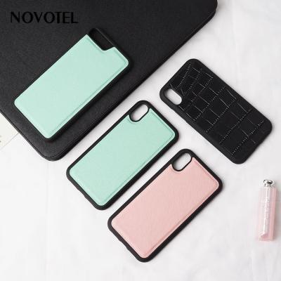 China Luxury Handmade 3D Saffiano Durable Faux Leather and ABS Leather Phone Case, For Phone 6 7 XS Max Case, For Phone 7 8 Plus for sale