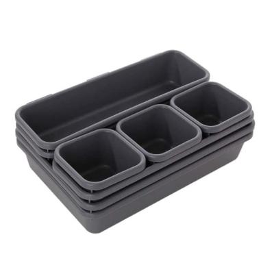 China Sustainable Interlocking Drawer Organizer Bins 8 Bins Storage Tray Basket Set Organizer Drawer Junk Bins for sale