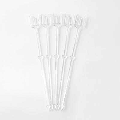 China 9 Inch PS Straight Head Floral Picks Flower Pick Holder Fork Shape Clear Head Card Holders For Flower Arrangement for sale