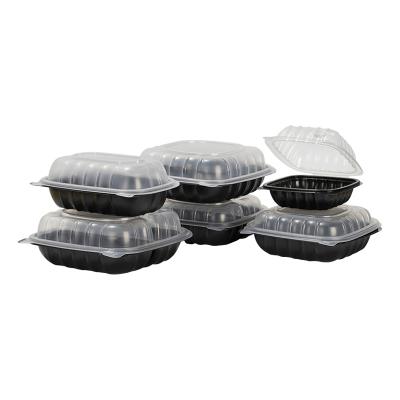 China Disposable Plastic Collapsible Clear Fast Food 3 Compartment Caterer Microwavable PP Storage Clear Container for sale