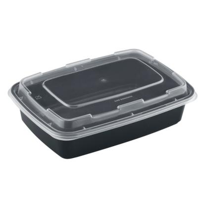 China 38 Ounce Eco Friendly Microwavable Healthy Black Plastic Catering Prep Containers Out Of Bento Lunch Boxes pp Disposable Food Containers for sale