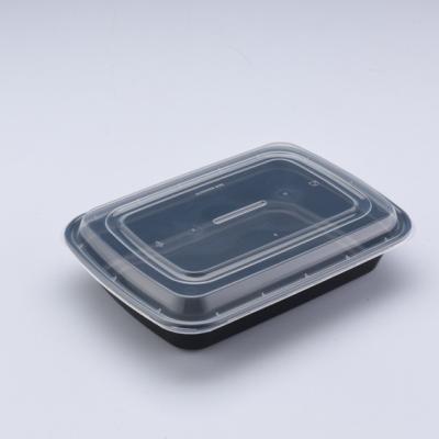 China Restaurant Eco Friendly Microwavable Rectangular Microwavable Plastic Food Disposal Black PP Microwave Restaurant Take Out Container for sale