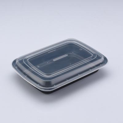 China Microwavable Disposable Takeaway Eco-friendly Rectangle PP Microwave Black Food Container Bowl for sale