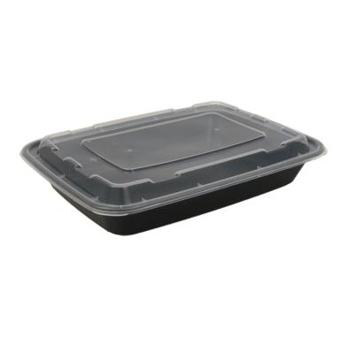 China 58 Ounce Eco Healthy Microwavable Black Plastic Meal Prep Containers, Take Out Bento Lunch Boxes, Disposable pp Food Containers for sale