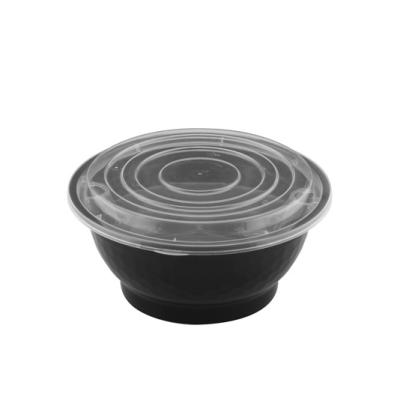 China Microwavable Disposable Plastic Noodle Bowl Round Food Container With Lid for sale