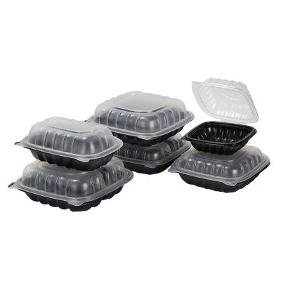 China Microwavable Microwavable Take Out 3 Compartment Collapsible Plastic Disposable Food Container With Lid for sale