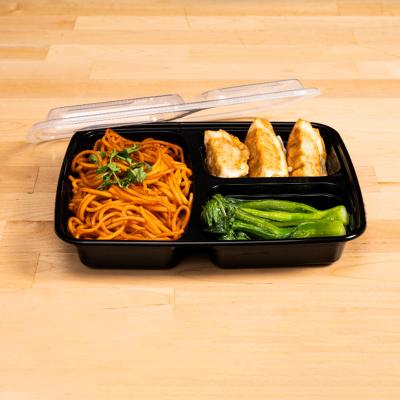 China 3 Compartment BPA Free Microwavable Eco Friendly Microwave Safe Takeaway Disposable Plastic Food Container for sale