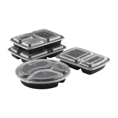 China 39 oz Microwavable Disposable Plastic Black Rectangular Food Storage Clear Takeout Container With Lid for sale