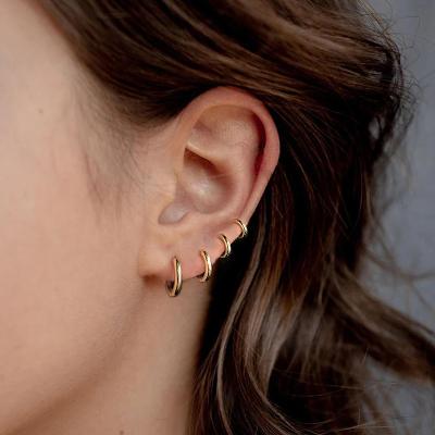 China CLASSIC Woman Images Jewelry Patterns Simple Huggie Earring Designs Small Circle Earrings Rose Gold Gift Trendy Popular for sale