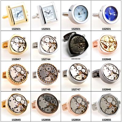 China New Arrival Gold Watch Metal Cufflinks Brass Custom Mechanical Cufflinks/Silver Color Mens Shirt Cufflinks for sale