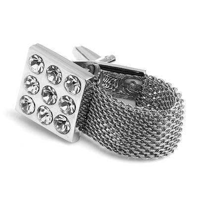 China ALLOY Men Fashion Rhinestone Cufflinks Material Jewelry Chain Cufflinks for sale