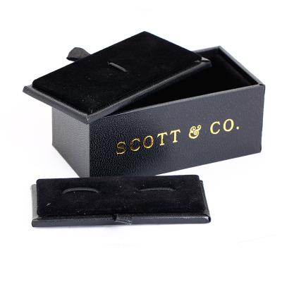 China Gift box with lid for cufflinks and tie clip set black cardboard packaging gift box with lid for cufflinks and tie clip set for sale