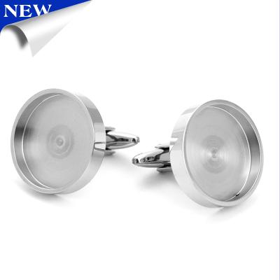 China Custom Stainless Steel DIY Cuff Links Stainless Steel Coin Holder Cufflinks Blank for sale