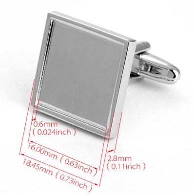 China Stainless Steel 18mm Square Cufflinks Blank DIY Custom Cufflinks Blank Base for sale