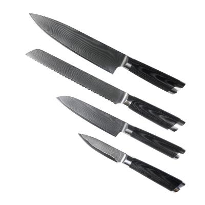 China 4pcs Sustainable Hot Selling Professional Multi Function Kitchen Knives Damascus Knife Sets With Micarta Handle for sale