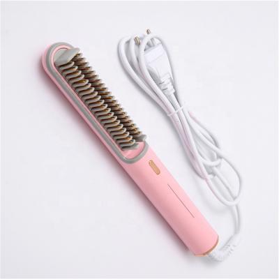 China New Design Household 2 Ionic In 1 Hair Curler Mini Hair Straightener Brush Comb Electric for sale