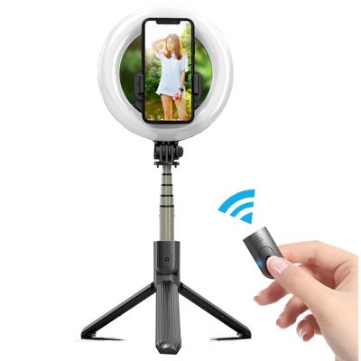 China ABS+ Wireless Alloy 5inch Selfie Stick Ring Aluminum Wireless Light with Foldable Tripod for Mobile Phone Video Makeup for sale