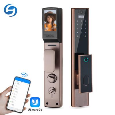 China Apartment wifi electronic biometric fingerprint automatic smart digital door lock/office/home Huiyou DF2 camera for sale