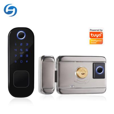 China Office/Home TTLOCK Huiyou R5 Apartment/Side APP Key Password IC Anti-theft Electric Card Unlock Fingerprint Rim Lock for sale