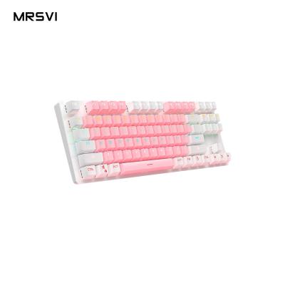 China New Product 915 Plug and Play USB Wired Pink Mechanical Keyboard 87 Keyboard Gaming Keyboard Mouse Combos ABS Mechanical Key for sale