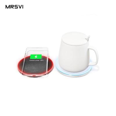 China 2021 Hot Sale HC2S Portable Wireless Heating Mug Set 18w QC3.0 USB Adapter Charger Heating Cup Pad for sale