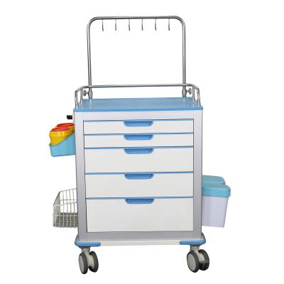 China Contemporary Cheap Mobile Medical Crash Cart Plastic Hospital Drugs ABS Emergency Medicine Trolley For Clinic for sale