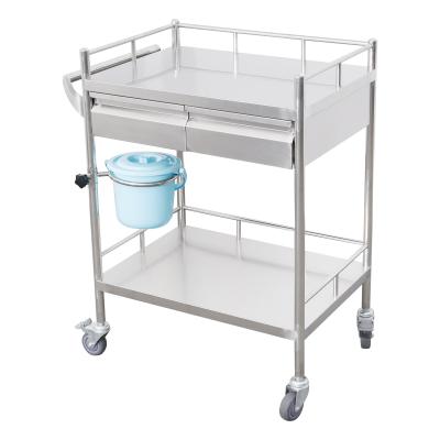 China 2 Shelves Mobile Hospital Trolley Stainless Steel Hospital Treatment Furniture Trolley Oxygen Cylinder ECG Cart for sale