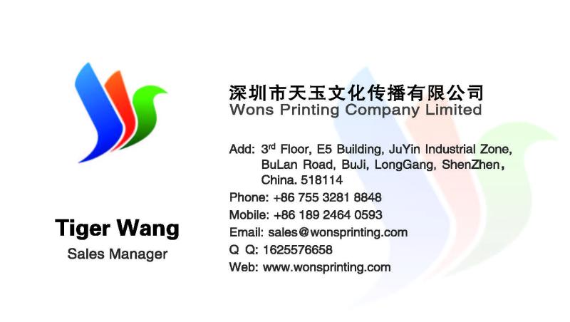 Επαληθευμένος προμηθευτής Κίνας - Wons Printing Company Limited