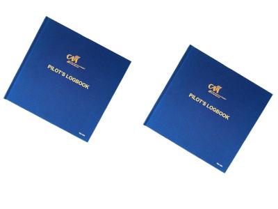 China Promotional Blue Pilot Logbook Printing Hardcover Printing Service Case Bound for sale