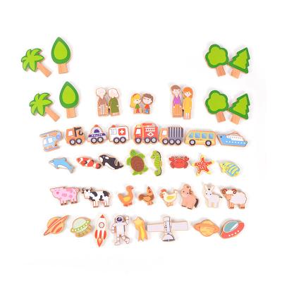 China Hot Sales Wooden Building Blocks Accessories Trees and Animals Cars Children Education Montessori Early Play for Kids Nursery T en venta