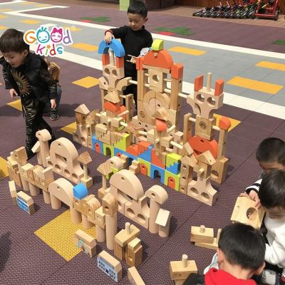 China Wooden Building Block Set Wooden Educational Toys STEAM Building Blocks Toy Preschool Building Children Colorful Design Block Games en venta