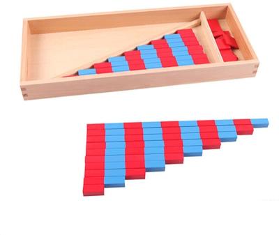 China Teaching Learning Toy Mathematics Material Small Numerical Rods with Number Tiles Blue Red Color Montessori Educational Wooden Toys for Kids à venda