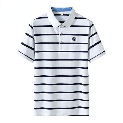 China The other 2022 summer youth polo striped business casual wear short sleeve T-shirt lapel cotton shirt for sale