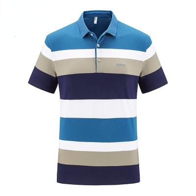 China 2022 Summer New Casual Short Sleeve Striped Polo Men's Lapel Lapel Business Embroidery T-shirt for sale