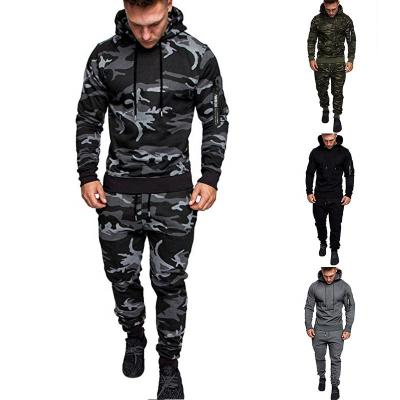 China Jogger Gym Men's Breathable Cotton 2 Piece Set Custom Logo and Jogger Camouflage Hoodie Mens Set for sale