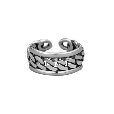 China Fashion S925 Sterling Silver Simple Braided Chain Ring Thai Silver Couple Ring from Vintage Jiada for sale