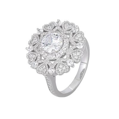 China Shining 5A CZ Sunflower Ring 925 Sterling Silver Romantic Women High Quality Trendy Eternity Jewelry Engagement Ring Wedding for sale