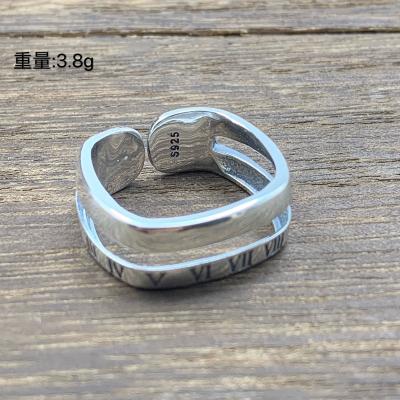 China Cool Vintage Men's Punk Square Shape 925 Sterling Silver Roman Numeral Ring Jewelry Dubai Style Hip-hop Vintage Fashion for sale