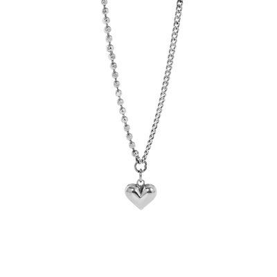 China Fashion TRENDY Platinum Plated 925 Sterling Silver Chain Chunky Heart Pendant Necklace For Women Jewelry Gift for sale