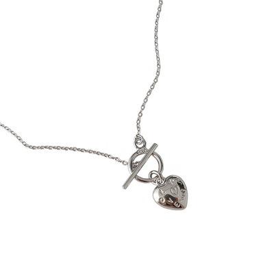 China FASHIONABLE Trend 925 Sterling Silver Necklace Minimalism Style Heart Shaped OT Love Buckle Female Necklace Jewelry for sale