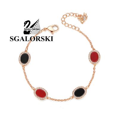 China FASHIONABLE SGALORSKI Rose Gold Plated Diamond Copper-Silver CZ Shell Shape Bracelet For Women Red Black Elegant Jewelry for sale