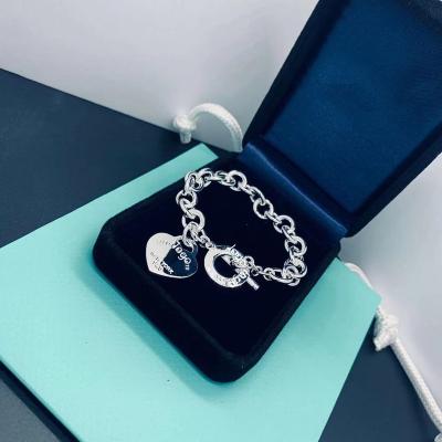 China Cute Tiffanyss S925 Sterling Silver Conic Key Ring Inspired Heart Tags Bracelet Ladies Toggle Necklace For TIF Jewelry for sale