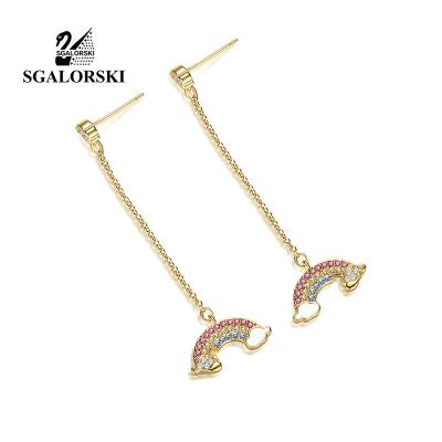 China New Vintage Fashion Alloy SGALORSKI Colorful CZ 18k Gold Summer Rainbow Earrings Gift Party Accessories For Girlfriend Women Jewelry for sale