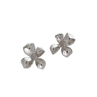 China Simple S925 Flower Stud Earrings Sterling Silver Female All-match Classic Korean Version for sale