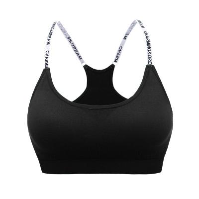 China Breathable Women Sports Bra Fitness Tops Letters Yoga Bra For Cup A-d Black White White Running Yoga Gym Fitness Crop Top Women Push Up Sports Bra for sale